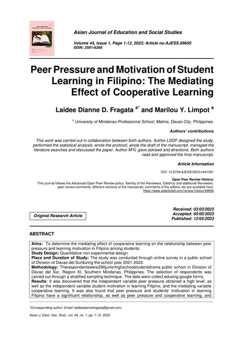 what is peer pressure in tagalog|Peer Pressure and Motivation of Student Learning in Filipino: The .